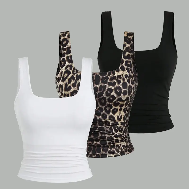 Women's Casual Basic Minimalist Tank Top, Cropped, Fitted Plain Design, High Elasticity, Waist Cinching, Versatile for Office, Gym & Summer Wear