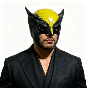 Wolverine Inspired Latex Cowl Half Face Helmet, Classic and Superhero Mask, Adult Men Cosplay Halloween Costume Prop