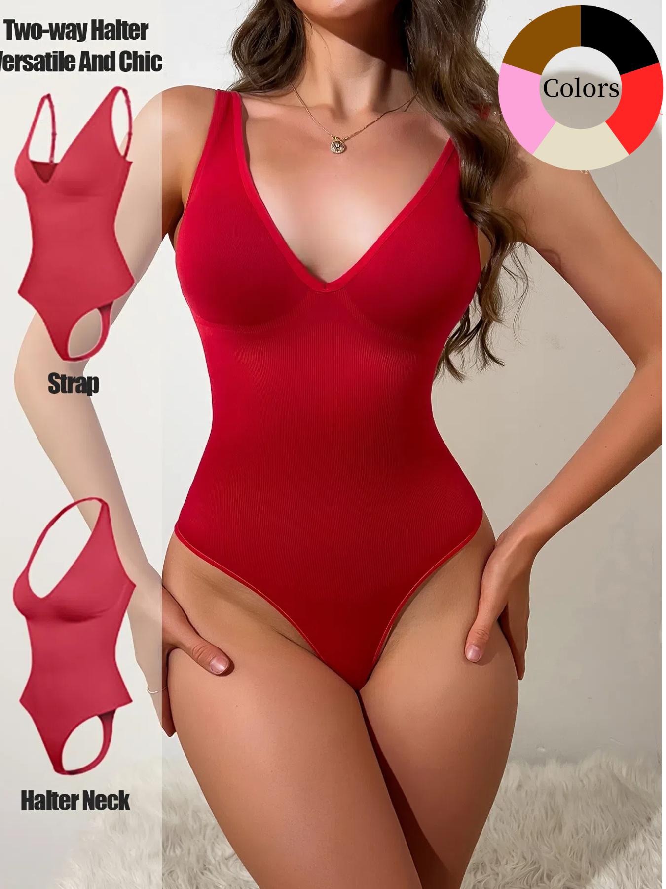 Women's Adjustable Convertible Strap Bodysuit, Tummy Control High Compression Shapewear, All-Seasons Slimming Suit, Kardashian Style, Basic, Crop, Fit, Underwear