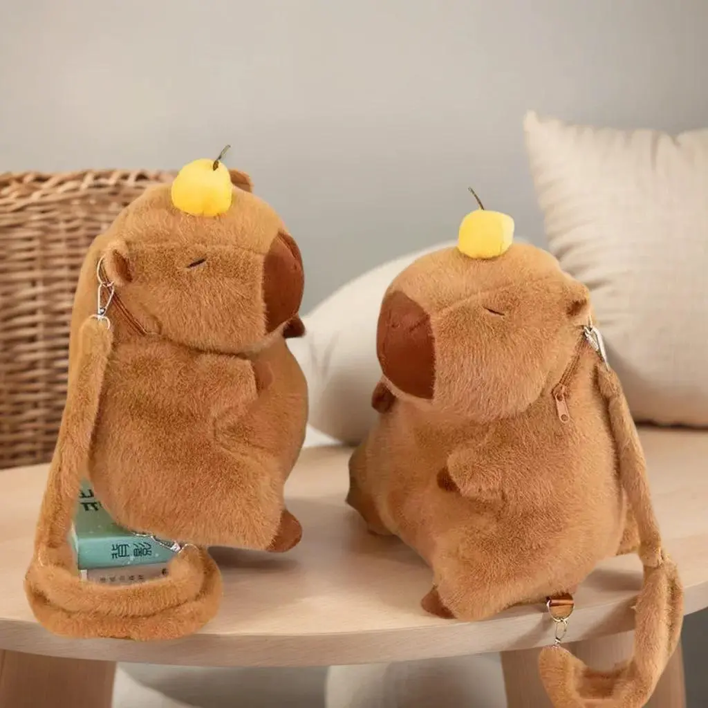 Capybara Plush Backpack Kawaii Fashion Plushie Doll Fur Pendant Children's Shoulder Bag Mini Knapsack Bags Gifts For Girlfriend