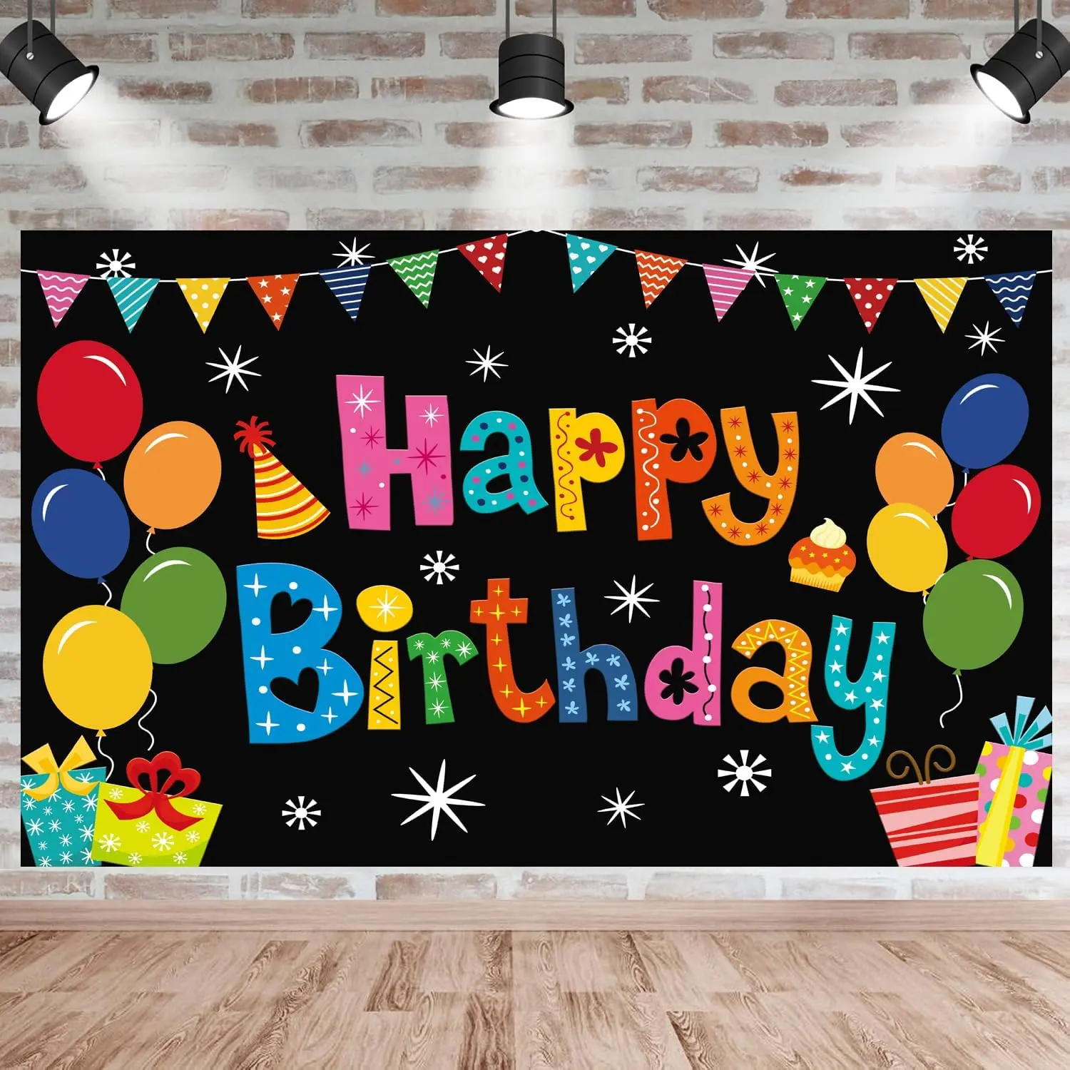 Happy Birthday Backdrop Banner Birthday Decoration Yard Signs Background for Boys Girls Women Men Decorations Indoor Outdoor Photo Props Supplies 6x3.6ft