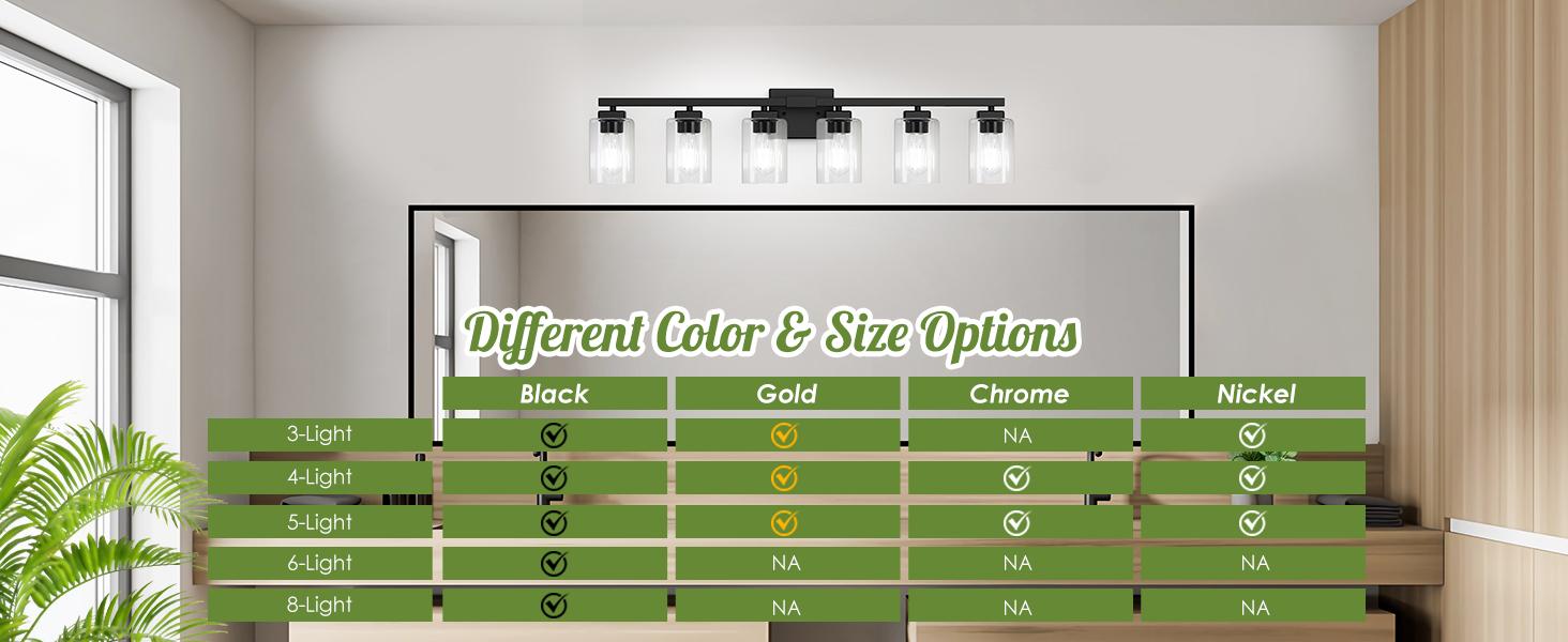 6-Light Bathroom Light Fixtures, Modern Black Vanity Light, Bathroom Lighting Fixtures Over Mirror, Matte Black Bathroom Wall Lamp, Wall Lights for Living Room Bedroom Hallway
