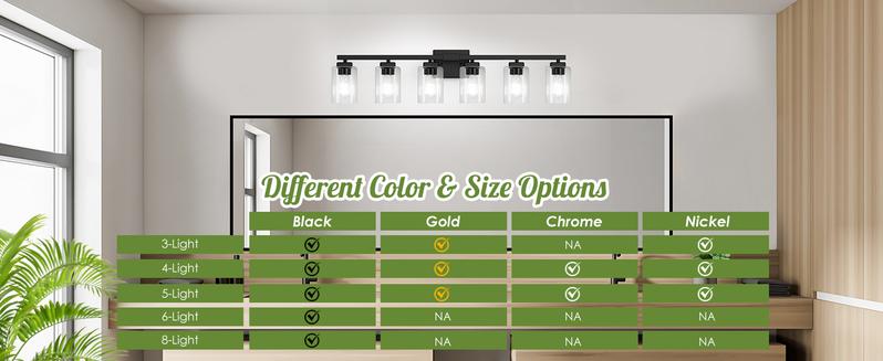 6-Light Bathroom Light Fixtures, Modern Black Vanity Light, Bathroom Lighting Fixtures Over Mirror, Matte Black Bathroom Wall Lamp, Wall Lights for Living Room Bedroom Hallway