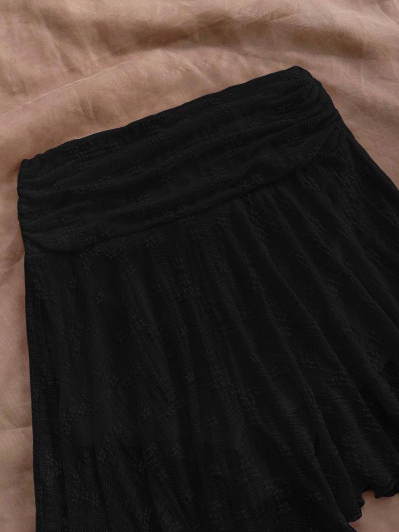 Women's Plain Asymmetrical Hem Skirt, Casual  Short Skirt for Summer, Fashion Women's Skirt for Beach Holiday