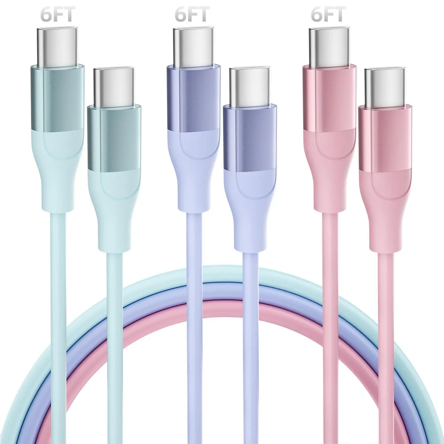 USB C , 3 Pack 6 FT USB C Charger  60W Type C to USB C    Cord for  15 Pro Plus iPad MacBook    and
