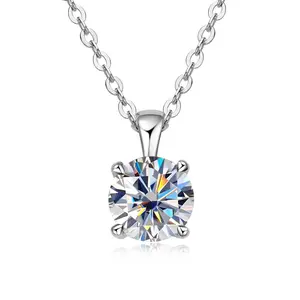 Classic Solitaire 4-Prong Pendant Necklace 18K White Gold
