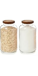 4-Pack Glass Storage Square Jars with Bamboo Lids Single 24 fl oz/720ml,Glass Canister Set, Airtight Containers for Kitchen Dry Goods, Coffee, Tea, Sugar,Flour ,Candy, Cookie, Spice