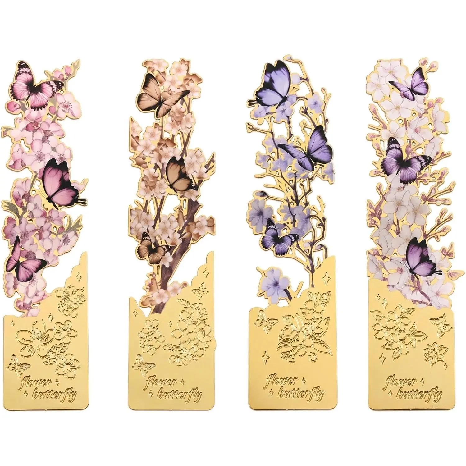 Butterfly Rose Metal Bookmarks - 4 count Charm Beautiful Book Marks Gifts for Reading Lovers Women Pretty Aesthetic Page Markers for Girls Readers Birthday Students School Office Supplies