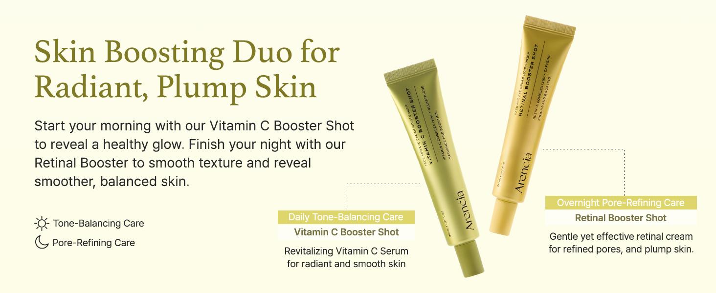 Arencia Vitamin C Booster Shot Serum with Glutathione, Niacinamide and Vitamin E for Dark Spot Care, Fine Lines & Wrinkles, Glass Skin, Korean Skincare 30ml/1.01 fl.oz