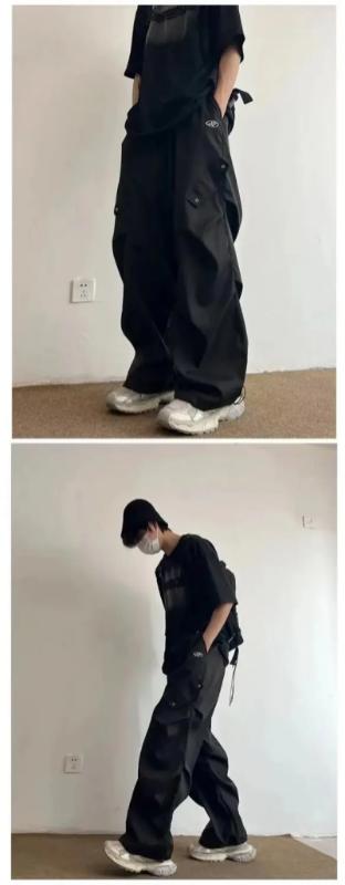 Kyn Apparel  Parachute Cargo Pants Men Hip Hop Wide Leg Trousers Male Quick Drying Hip Hop