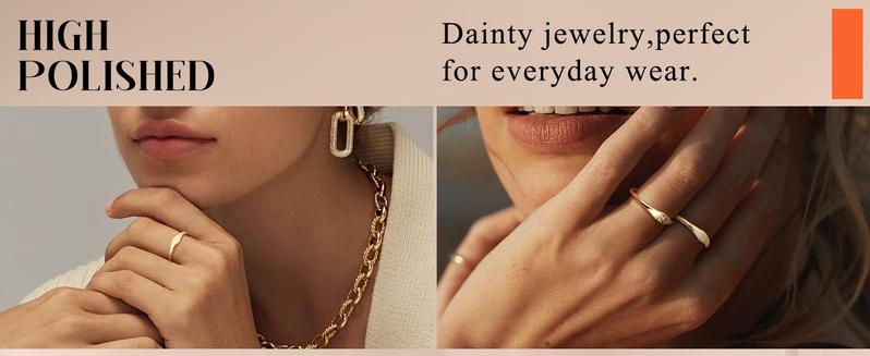 YADOCA 14K Plated Gold Filled Ring Initial Ring Dainty Simple Letter Band Rings Signet Stackable Pinky Alphabet Thin Thumb Rings for Women Non Tarnish Size 6 7 8 9 10