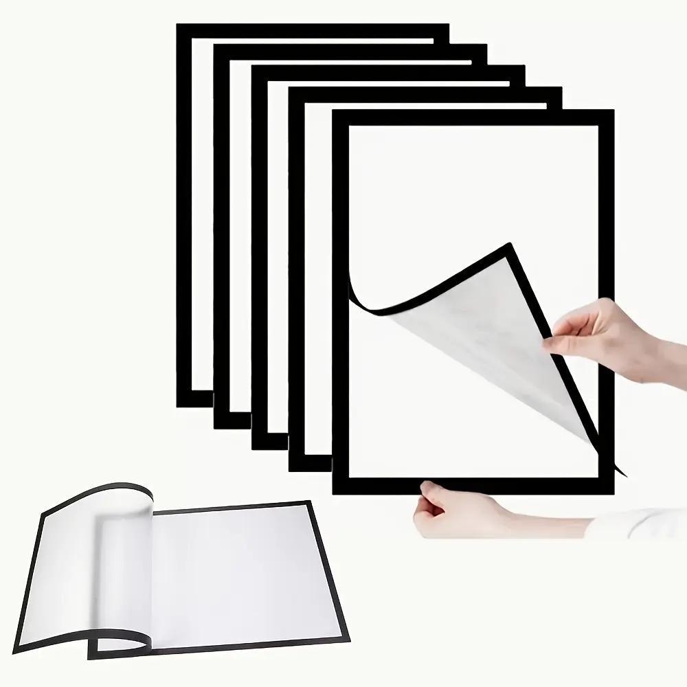 6 Pack Magnetic Self-Adhesive Photo Frames - Portable Wall-Mounted Plastic Picture & Document Display Holders for Photos, Magnetic Whiteboards, Magnetic Picture Frames For Refrigerator - (No Screws / No Installation Required)