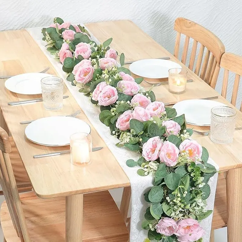 Luxury Rose and Eucalyptus Wreath, Multi-Functional Plastic Decor, Home Wedding Party Decoration, Indoor Outdoor Use, Holiday Gift
