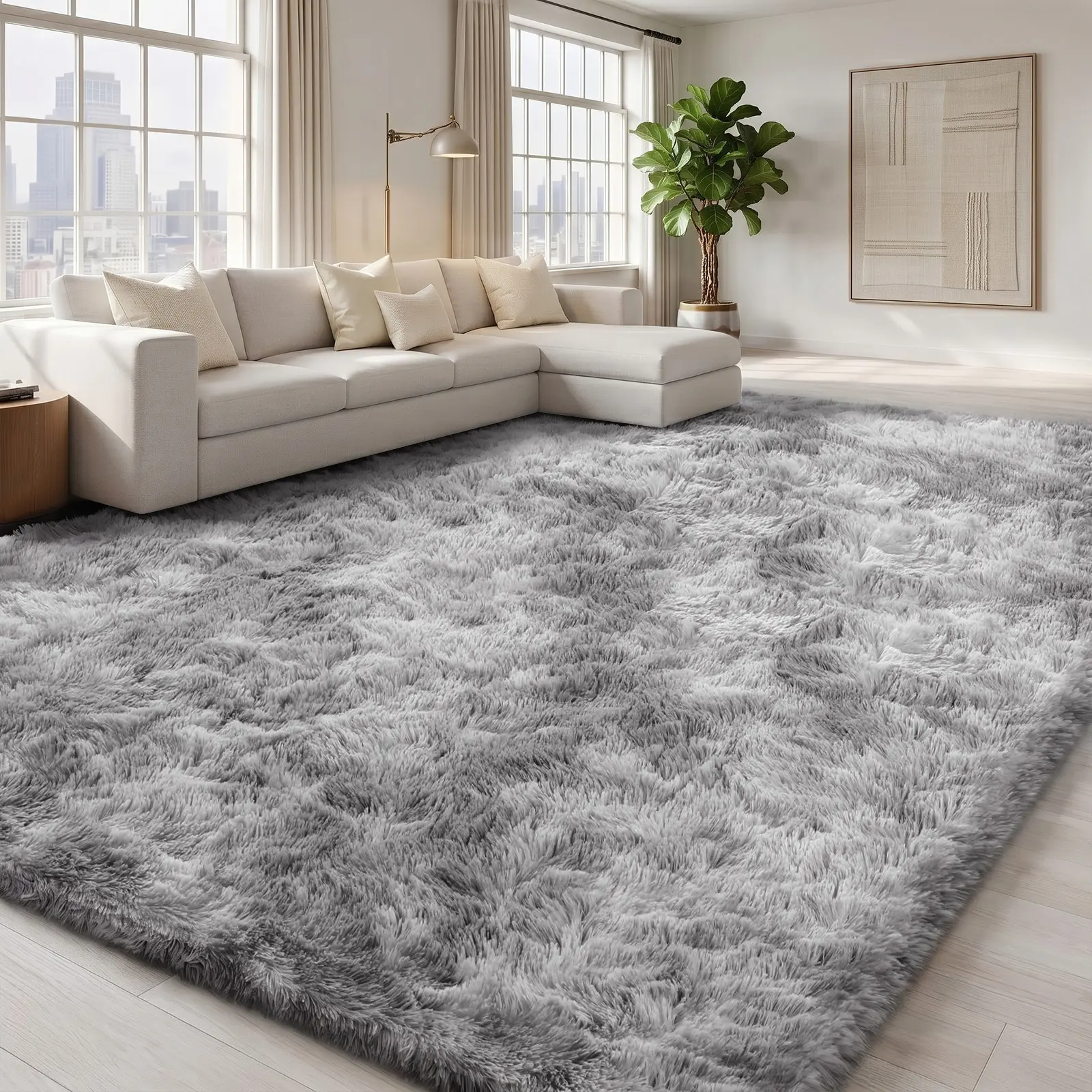 FAMVAL Fluffy Area Rug for Living Room Bedroom, Super Soft Long Plush Non-Slip Modern Rectangular Rug, Cozy Large Rug for Nursery Kids Room Dorm summerwins