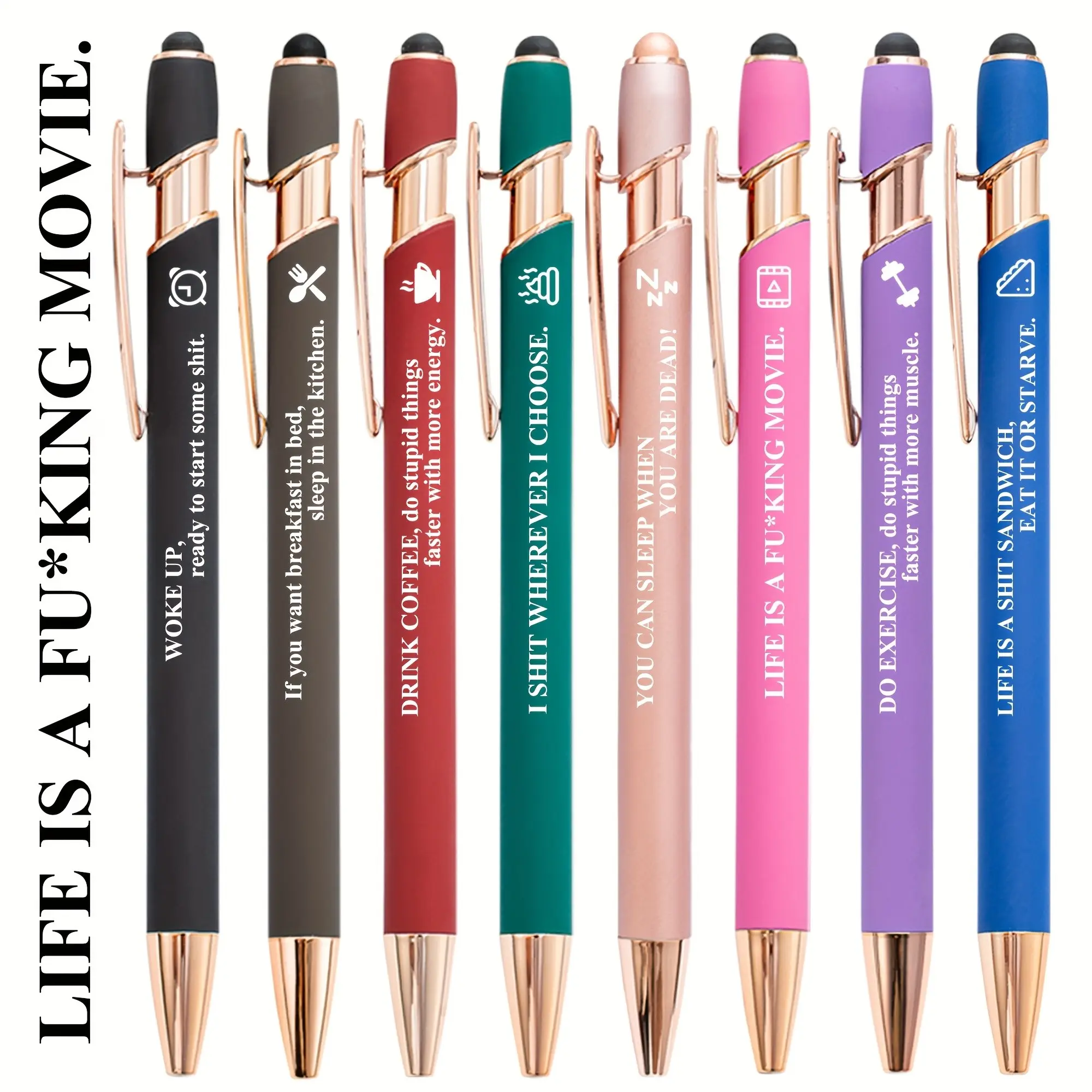 Funny Sharpie Pens, Retractable Ballpoint Pens with Humorous Text, Ink, Ideal for Office, School, Parties, Ages 14+