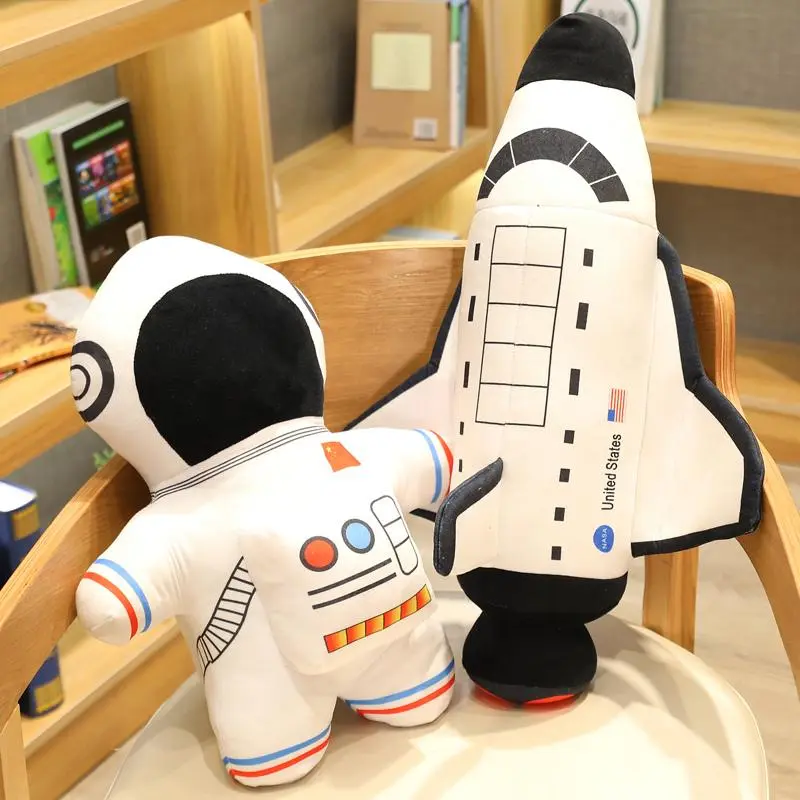 Plush Astronaut Spaceship Toy 1pc Stuffed Soft Doll Cartoon Pillow for Kids Creative Boys Birthday Gift