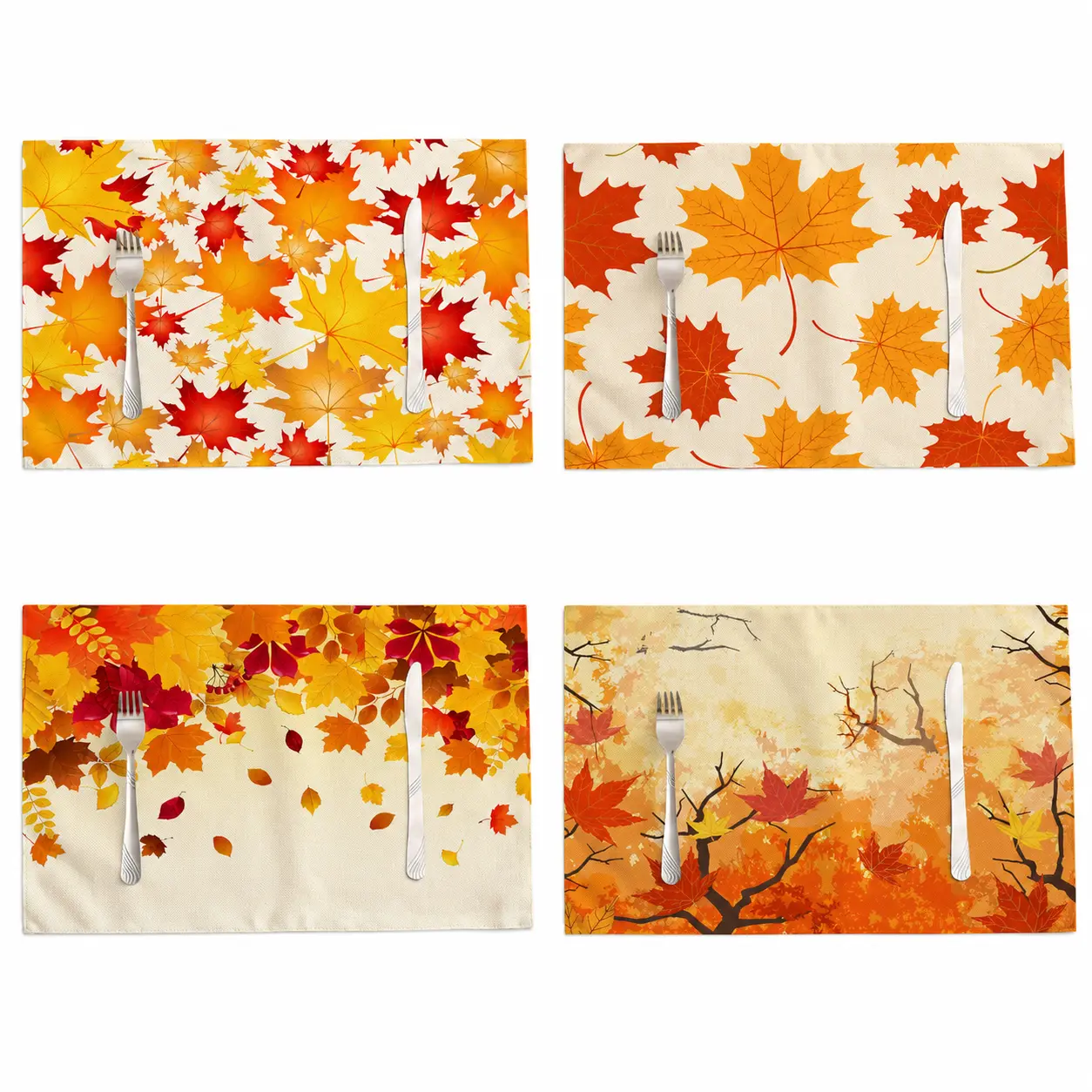 Premium Reusable Fall-Themed Placemats Set – Autumn Pumpkin Design for Dining Table, Heat-Resistant & Easy-Clean Kitchen Linens Ideal for Thanksgiving Dinner, Family Gatherings, and Seasonal Home Decor