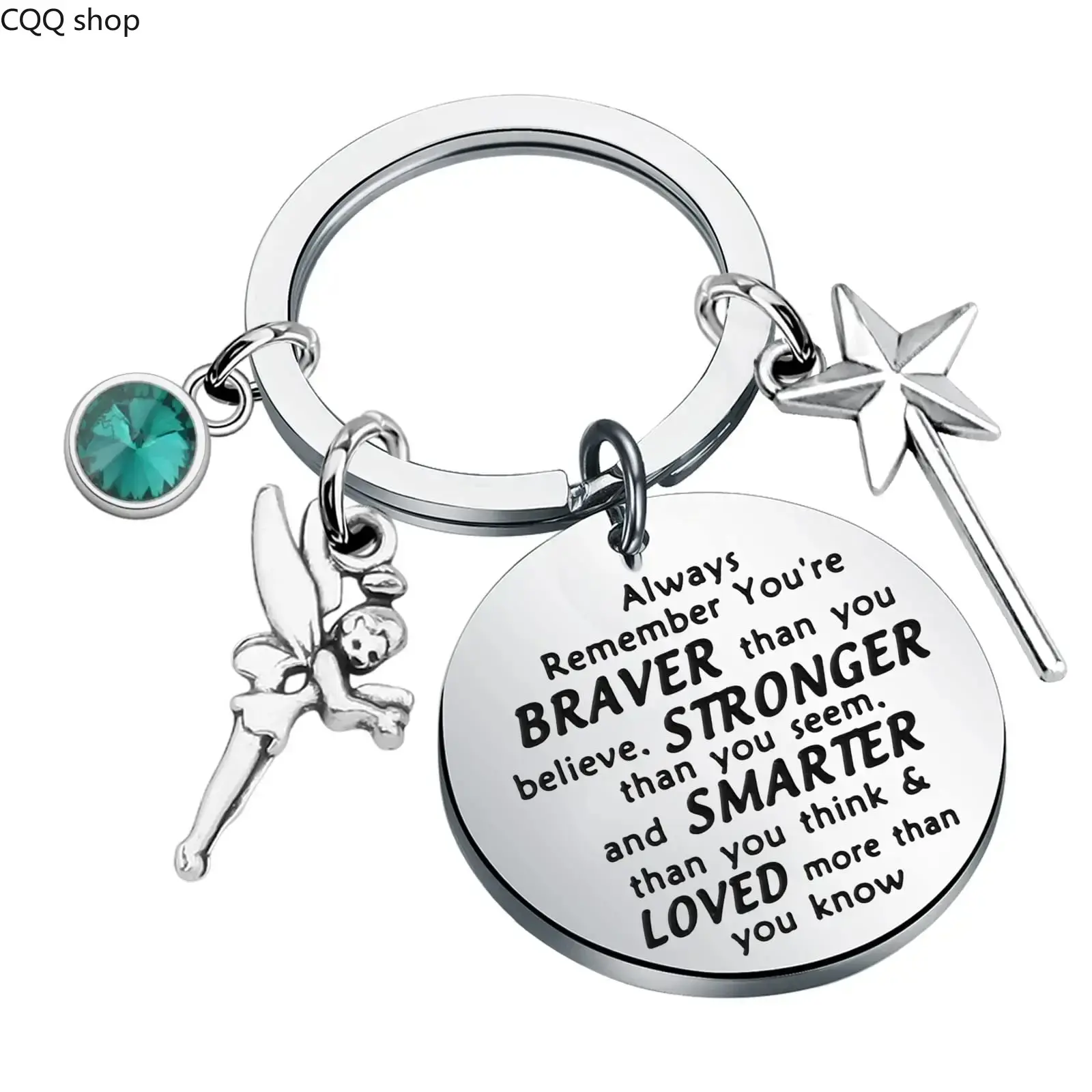 Inspirational Fairy Keychain for Daughter Granddaughter "Braver Stronger Smarter" Magic Wand Charm Graduation Back to School Gift