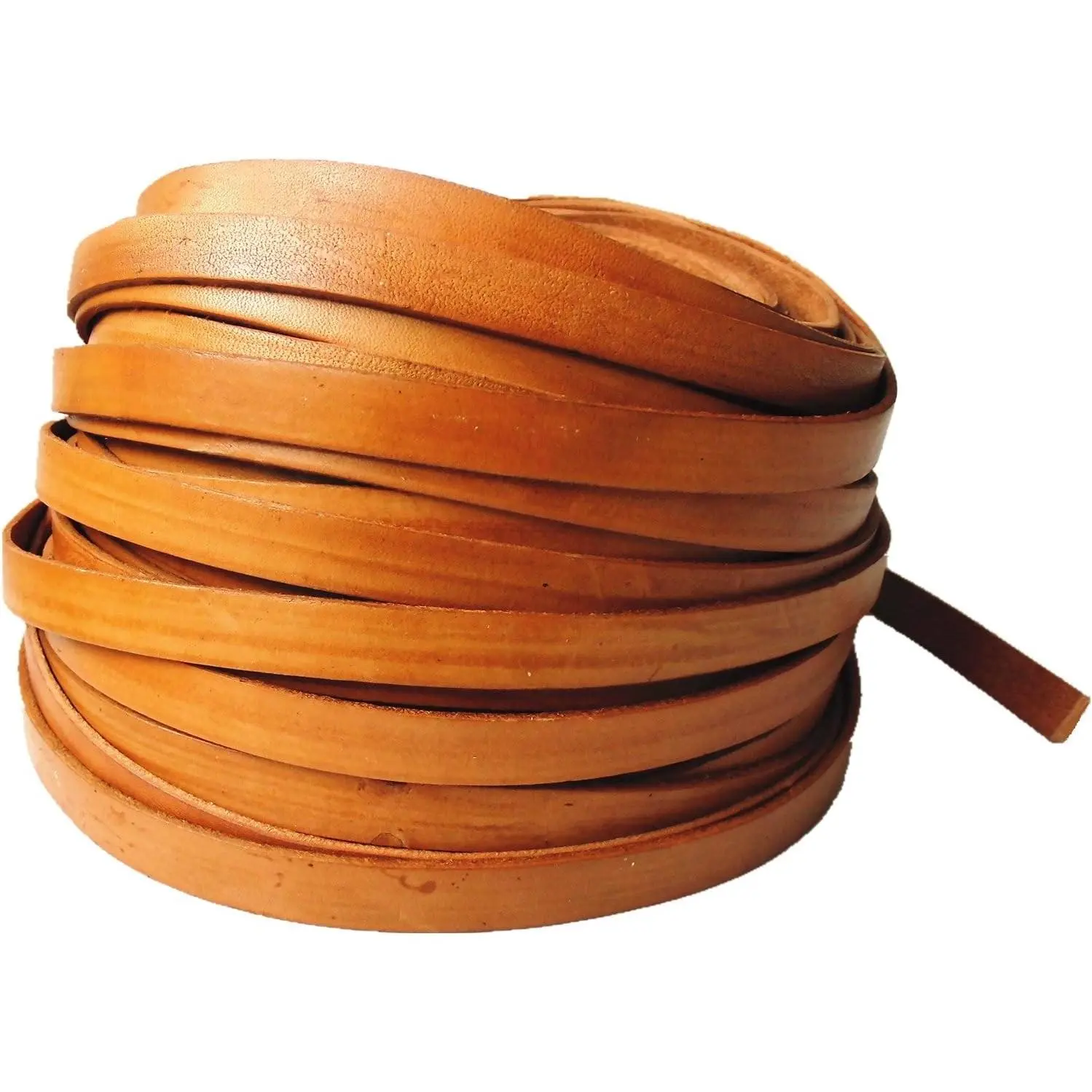 5 Yards 10mmx2mm Genuine Cow Hide Flat Leather Strip, 10mm Wide Real Leather Craft for Jewelry Making (Natural)