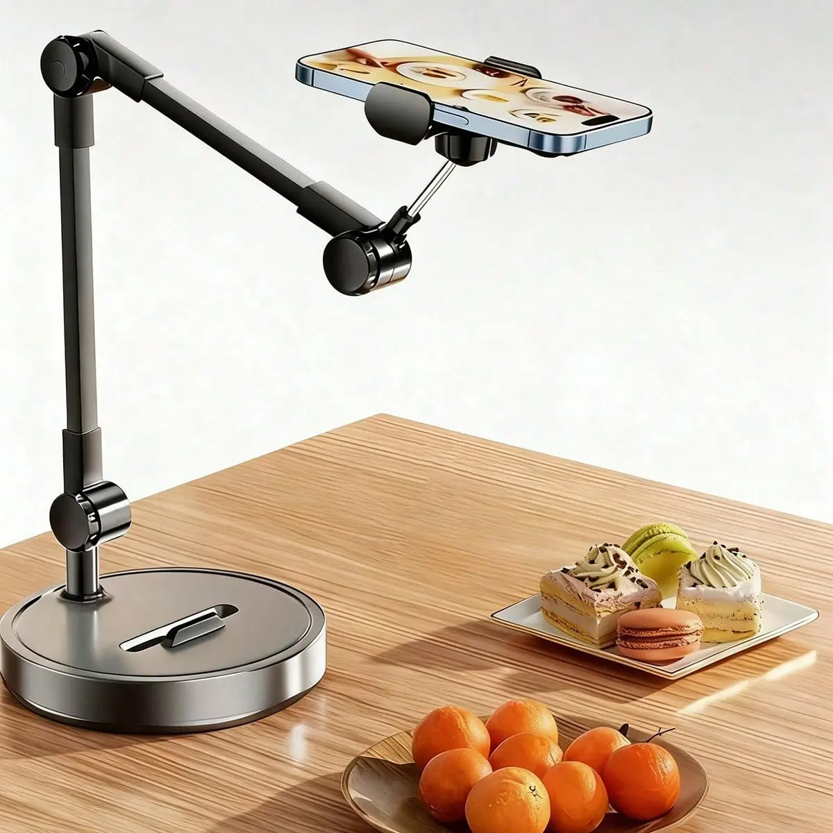 Adjustable Metal Phone Stand, Durable Universal Smartphone Holder for Live Streaming, Online Classes, Vlogs, and More