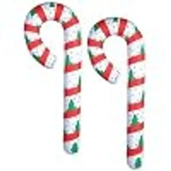 2 Jumbo 44in Inflatable Vinyl Candy Canes Festive Christmas Inflatable Decorations