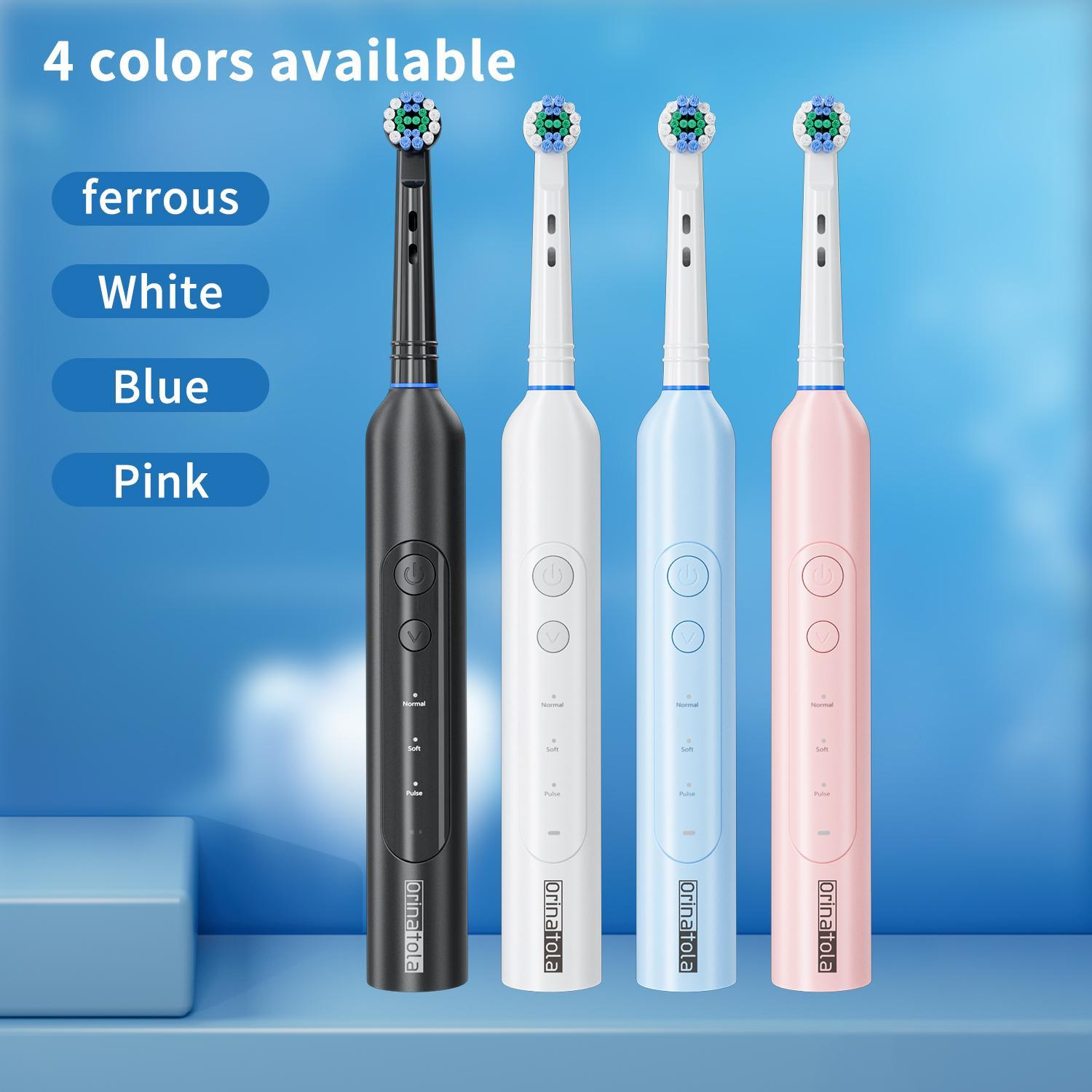 Electric Toothbrush with 8 Counts Brush Heads, 1 Box USB Rechargeable Waterproof Rotating Toothbrush with 3 Cleaning Modes, Oral Care Product for Adults