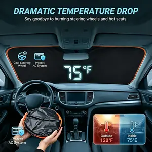 2026 Upgraded Titanium-Silver Car Windshield Sunshade | Portable & Insulated One-Piece Sun Blocker | Extra-Thick Premium Fabric for Sedans, SUVs & Trucks | Easy Install Summer Travel & Camping Essential Automotive Windshield Sunshades