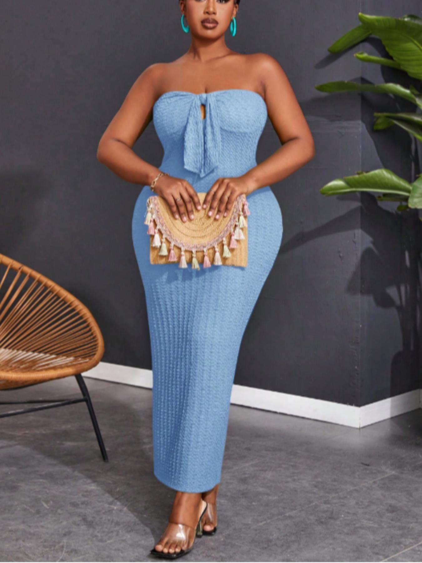 Women's Plain Tube Dress, Casual Bodycon Long Dress for Summer, Kids Clothes for Daily Wear, Womenswear, Sleeveless, Elegant Sleeveless Dress