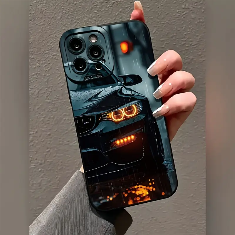 1-Piece UV Coated Full Print Protective Phone Case - Creative Rain Running Car Design, Anti-Fall Shockproof Cover, Compatible with iPhone 17 Pro MAX, 16, 15, 14, 13, 12, 11 Pro MAX, Air Series