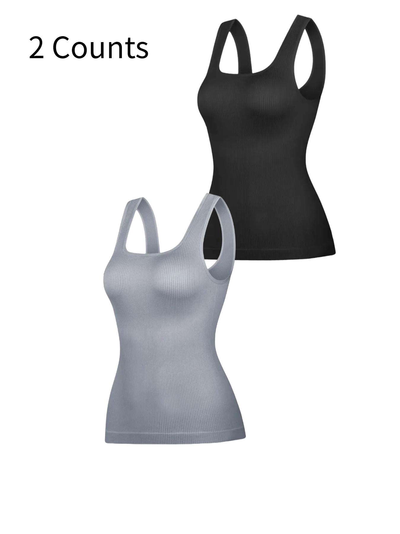 Women’s Tummy-Control Seamless Knitted Square-Neck Compression Tank Tops, Slimming Solid-Color Backless Body Shapewear for Black Friday, All Saints’ Day & Christmas, Underwear