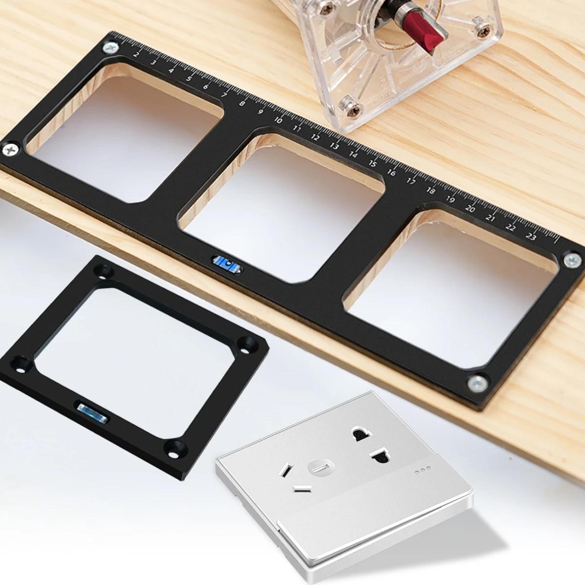 Switch Socket Opening Template, 86 Type Socket Box Hole Template, Wood Board Slotting Template for Cabinet Woodworking Tool Accessories