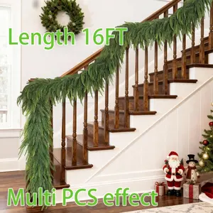 16ft Christmas Norfolk Pine Wreath, Artificial Fir Wreath, Holiday Decor for Fireplace, Table, Window, Staircase, Indoor Outdoor