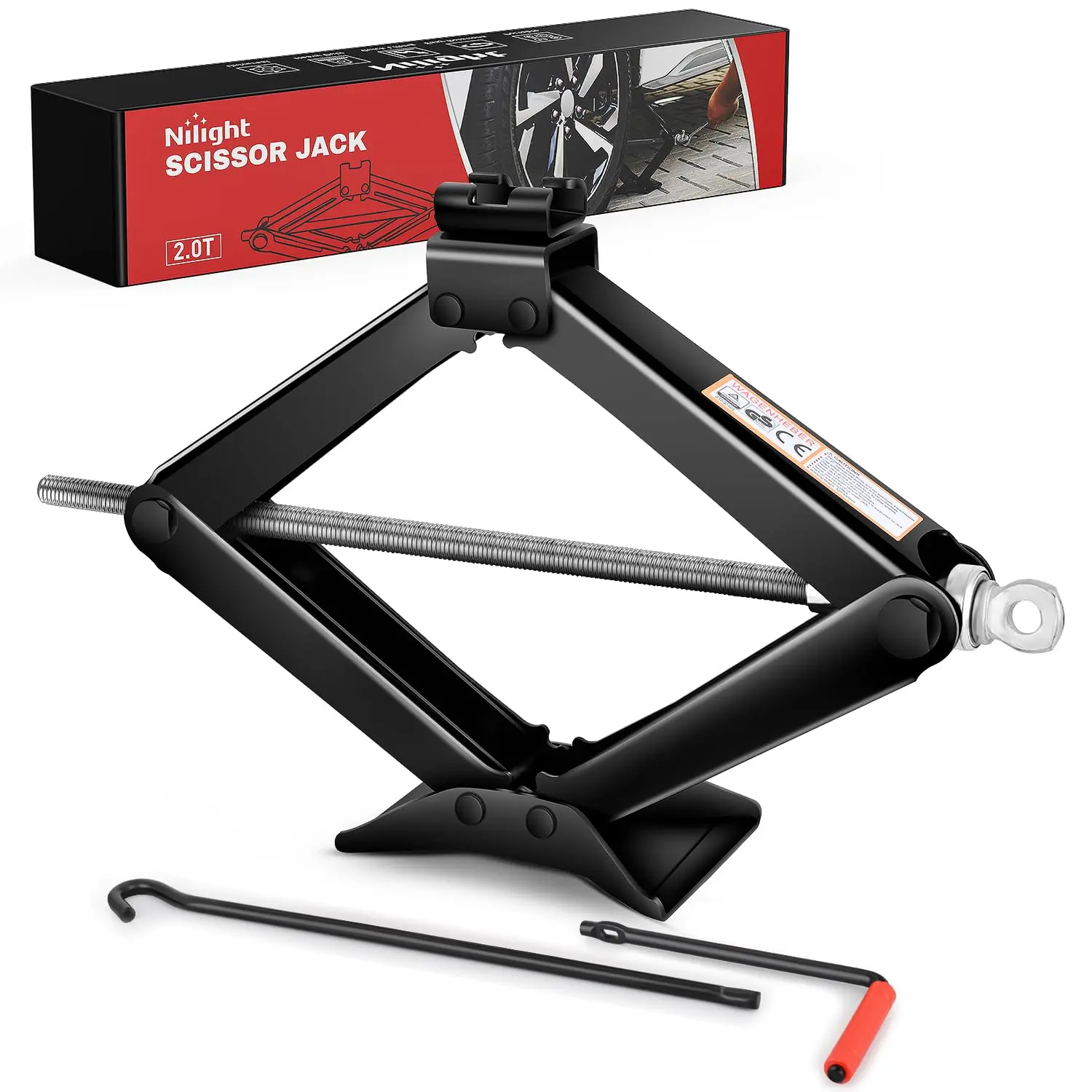 Nilight Scissor Jack for Car 2 Ton (4409 lbs), Heavy Duty Steel Scissor Lift Jack Car Kit with Crank Handle for Sedan SUV MPV Tire Changing, 3.9 Inch-15.7 Inch Lifting Range Portable Small Jack, Black