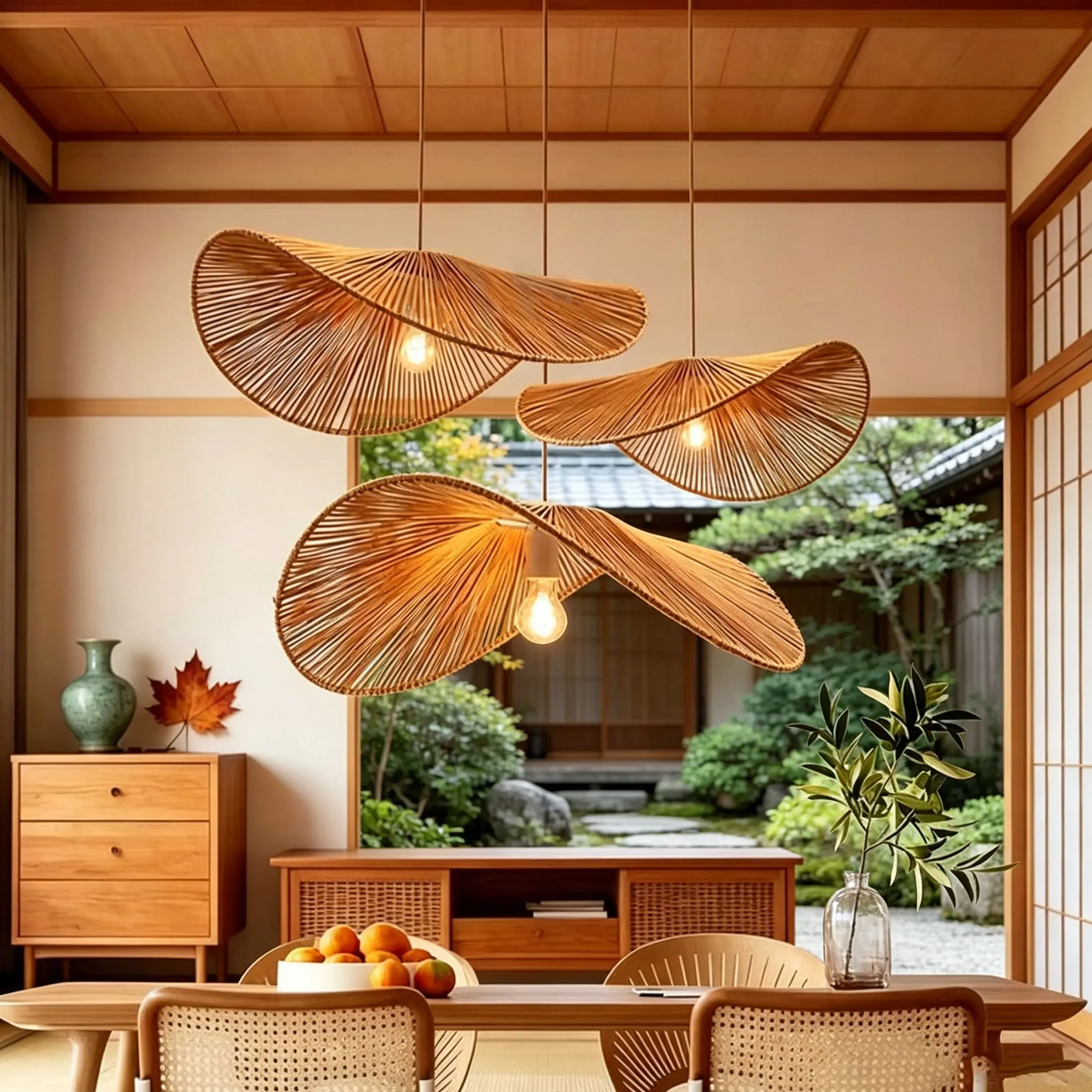 2-Pack 30cm/40cm Umbrella Large Lampshade, Handmade Paper Rope Weaving, Wabi-Kusa Style, Soft Light Diffusion, Restaurant/kitchen Island/motel Atmosphere