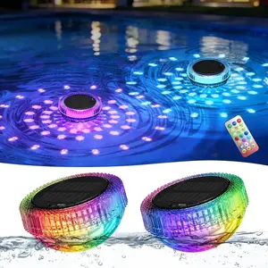 Solar Floating Pool Lights, Outdoor LED Pool Lighted that Float with Remote, IP68 Waterproof Swimming Decor Lighting for Inground Pool, Above Ground Pools, Pond, 2 Pack