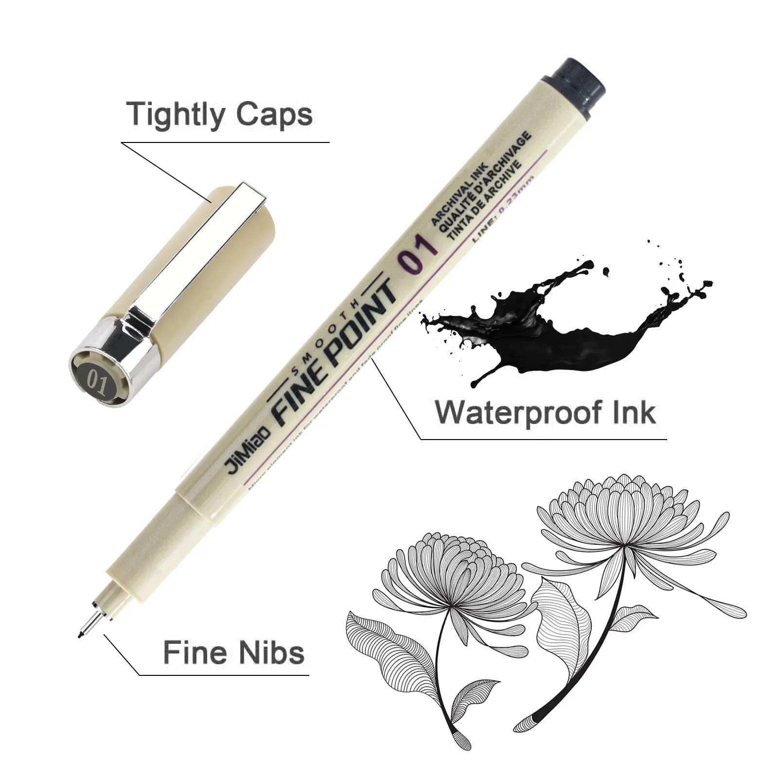 Waterproof Fine Point Pen, 6/9/12pcs Smooth Fine Point Pen, Art Supplies for Drawing, Painting, Sketching, Architecture, Design, Paint Pens