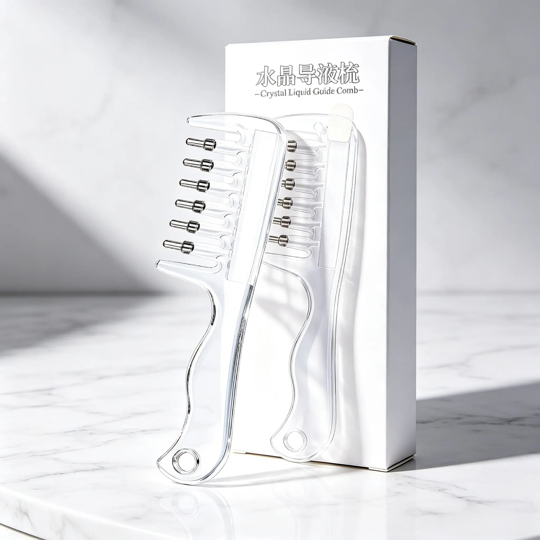 Refillable Scalp Massage Liquid Guide Comb with Stainless Steel Roller Balls, Hair Essential Oil & Hair Growth Serum Even Applicator, Household Hair Nourishing Care Tool