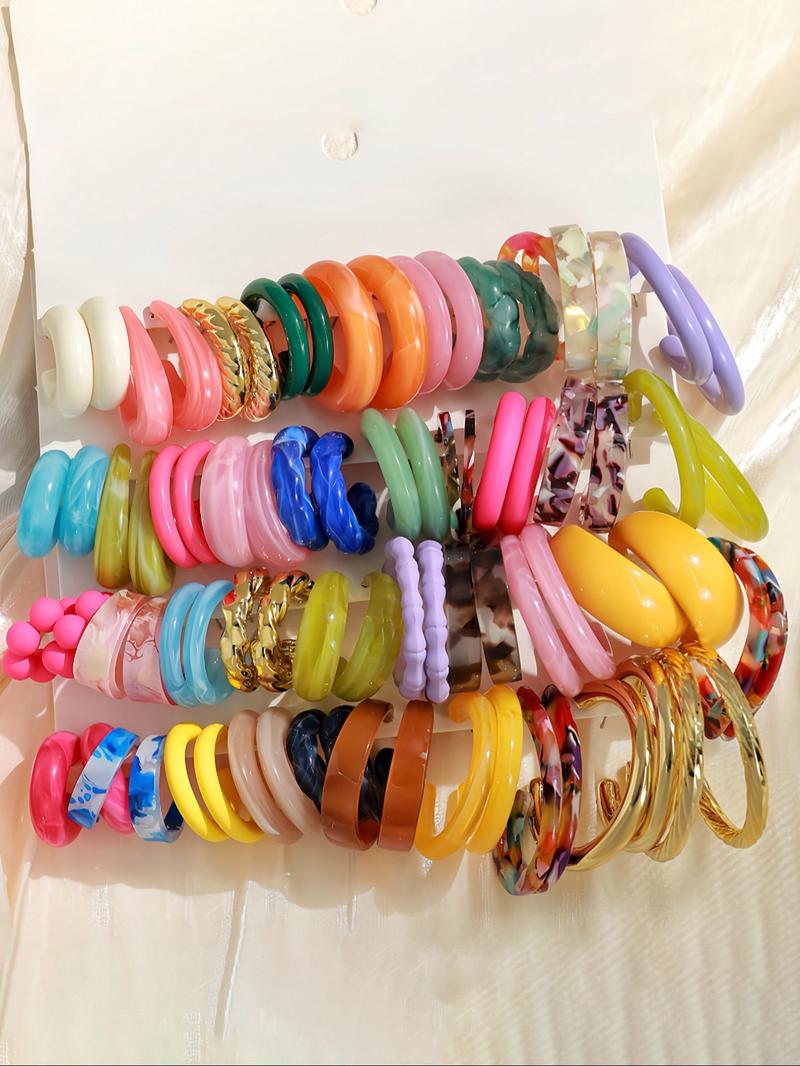 Mixed Color C-shaped Hoop Earrings, Hoop Earring Sets, Fashion Jewelry for Party, Daily Clothing Decor, Pride 2025, LGBTQ, Trendy All-match & Exquisite Jewelry for Birthday Gift