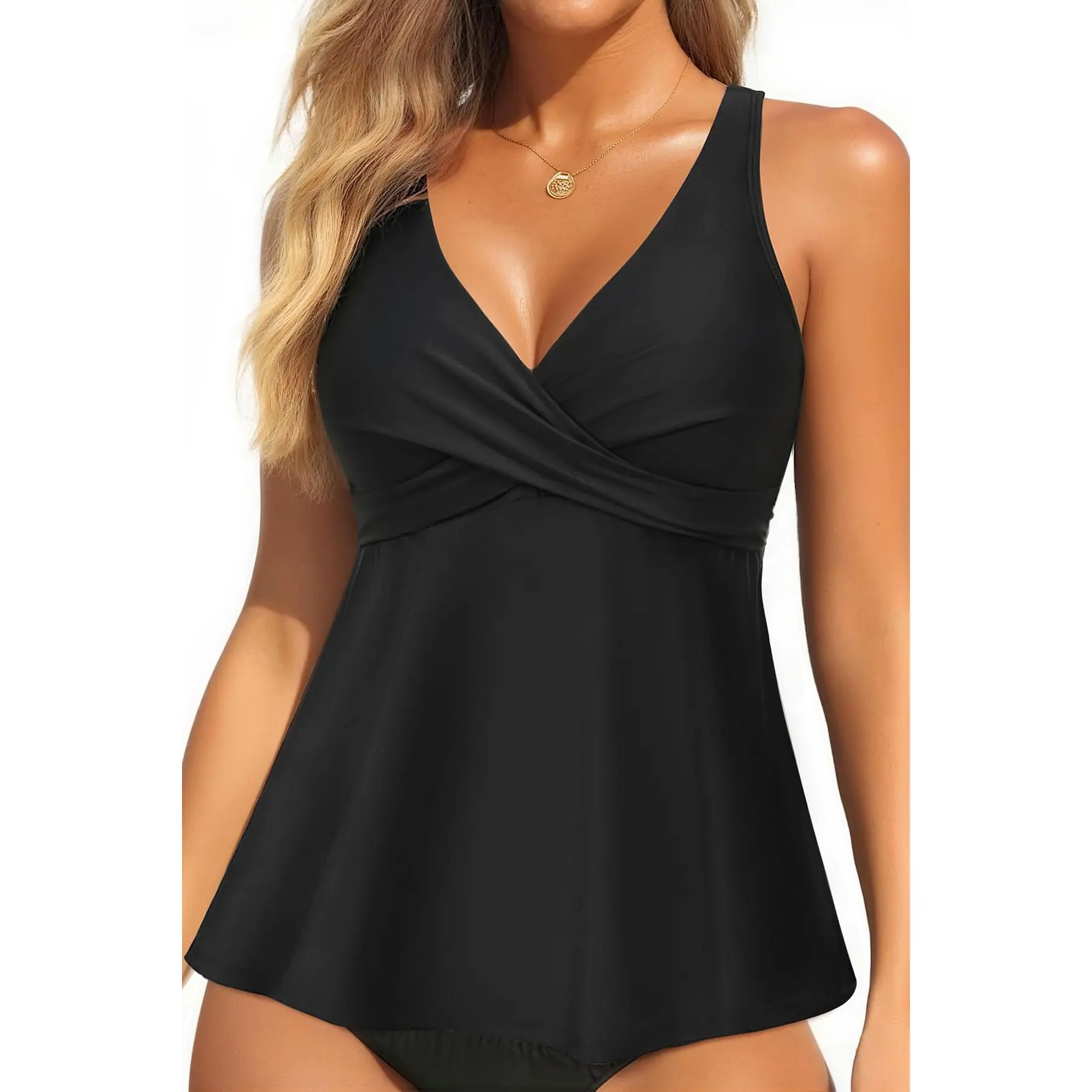 Tempt Me Women Tankini Top Only Flowy Swim Tops V Neck Bathing Suit Top
