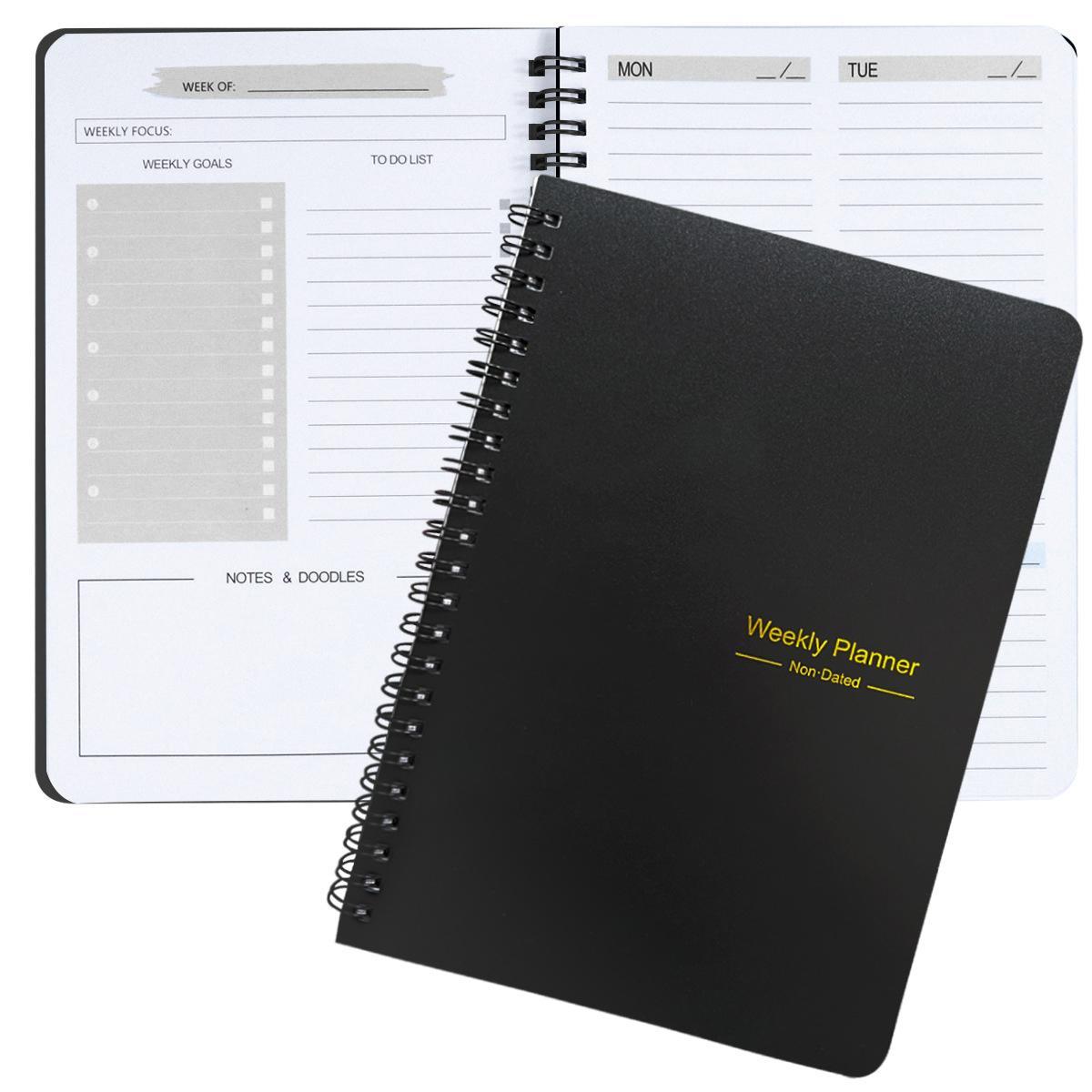 Weekly Notebook, 1 Piece Portable Spiral Notebook, Weekly Planner Journal Book, Budget Planner Books for Home Office School Supplies, Spiral Bound Planner