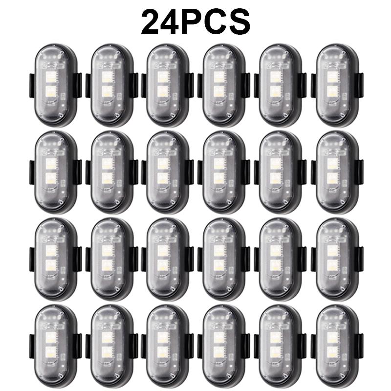 24PCS Remote Control Car Footwell Light, Wireless LED Lights for Car, with Remote Control, High Brightness Wireless LED Strobe Light 8 Colors USB Charge IP65 Waterproof Anti-Collision for Car Motorcycle Aircraft Bike