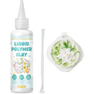 4.3OZ Liquid Polymer Clay, Liquid Clay for Polymer Clay Oven-Bake Clay with Stirring Stick Delicate Texture Baking Moulding for Beginners to Artists DIY Decorations   Items