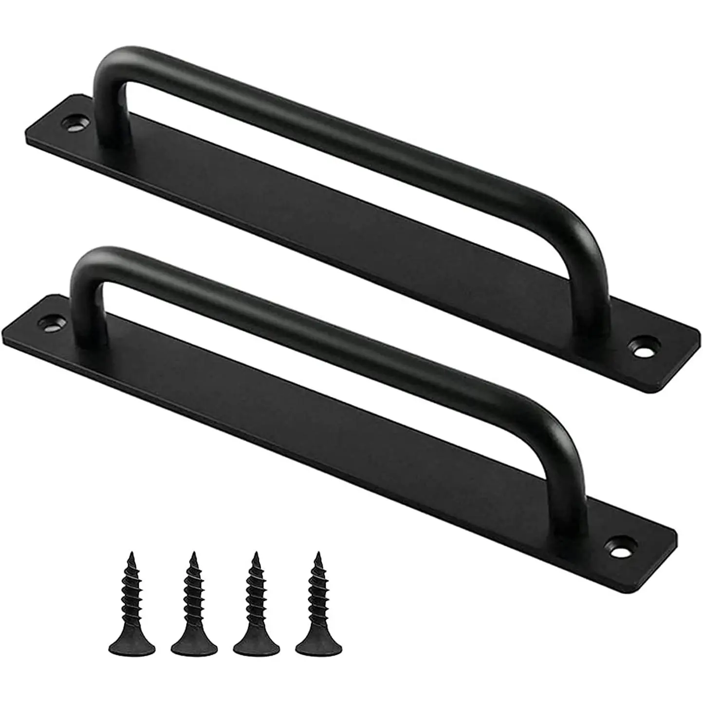 Pack of 2 Barn Door Handles, Sliding Pull Handle,  Cabinet and Drawer Knobs, Kitchen Hardware for Wooden Doors, Black