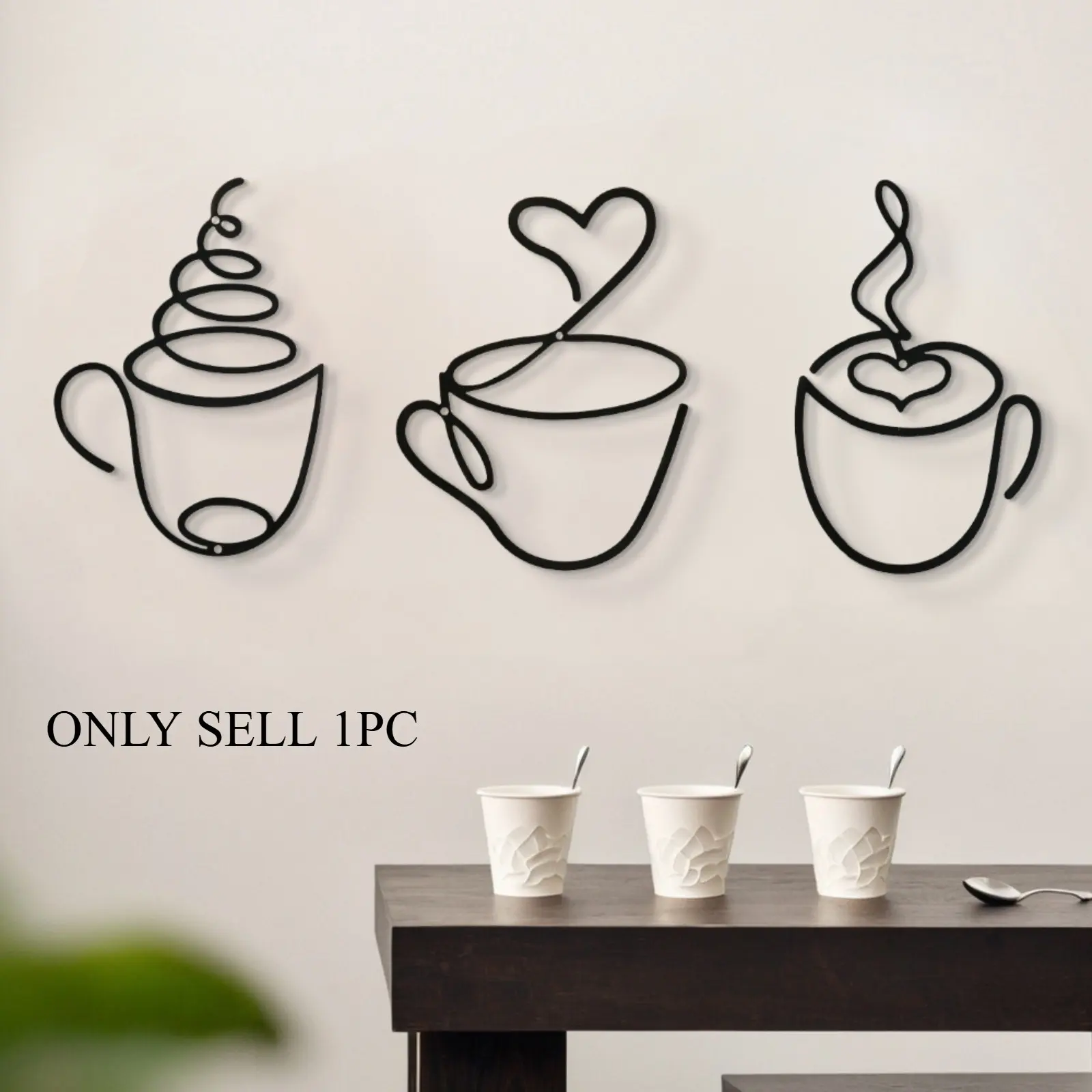 Modern Metal Coffee Cup Wall Art, Luxury Iron Hanging Ornament for Kitchen, Dining Room or Living Room Wall Decoration, Coffee Theme Wall Art, Decorative Coffee Cup Artwork #GLOBAL PICKS