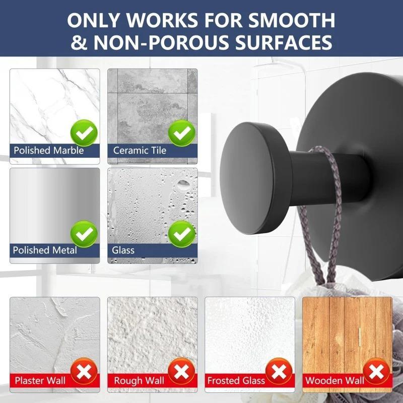 Suction Cup Hooks for Bathroom No Drill Installation Heavy Duty Stainless Steel Loofah Hook for Wall & Glass Window Versatile Use   Christmas Supplies & Decorations