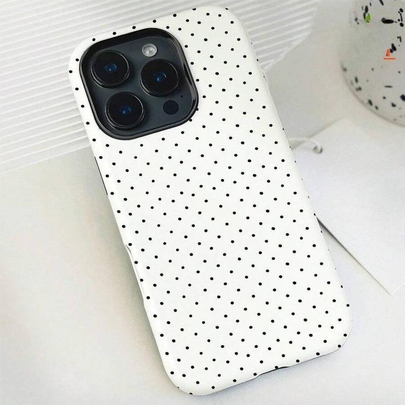 Polka Dot Pattern Beautiful Fashion Two-In-One Membrane Shell - Sturdy Double Protective Shell, Matte Feel All-Inclusive Mobile Phone Case Durable, Shock Absorption and Fashion, Suitable for IPhone 16, 17 Pro, Max, Perfect Birthday