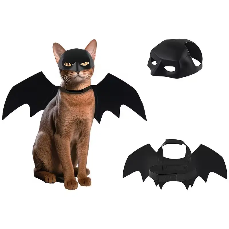 Halloween Cat Bat Wings Mask Set, 2-Piece Costume Props, Role-Playing Accessories, Photo Props, Christmas & Halloween Decorations