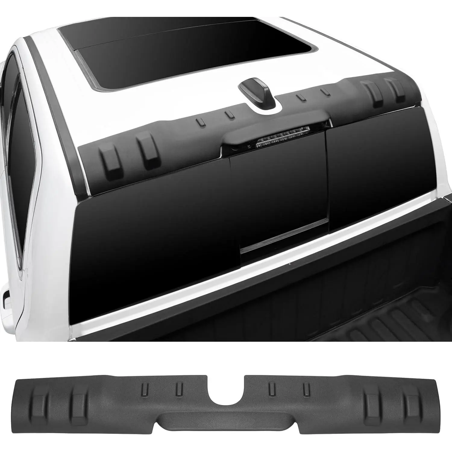 Upgraded TPE Rubber Rear Roof Spoiler Protector with Double-Sided Tape for Dodge RAM 1500 (2019-2026+), Vehicle-Specific Fit Cargo Guard, Extended Brim, Scratch-Proof, Waterproof Truck Cab Replacement Accessory