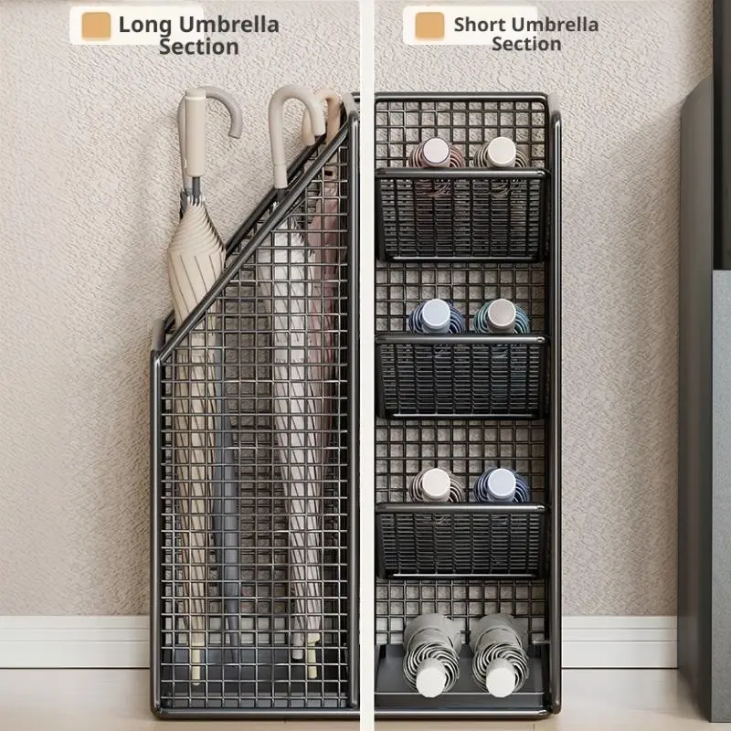 Multi-Layer Umbrella Stand, Foldable Umbrella Storage Rack, Long Handle Umbrella Bucket, Waterproof Organizer, Entryway Shelf