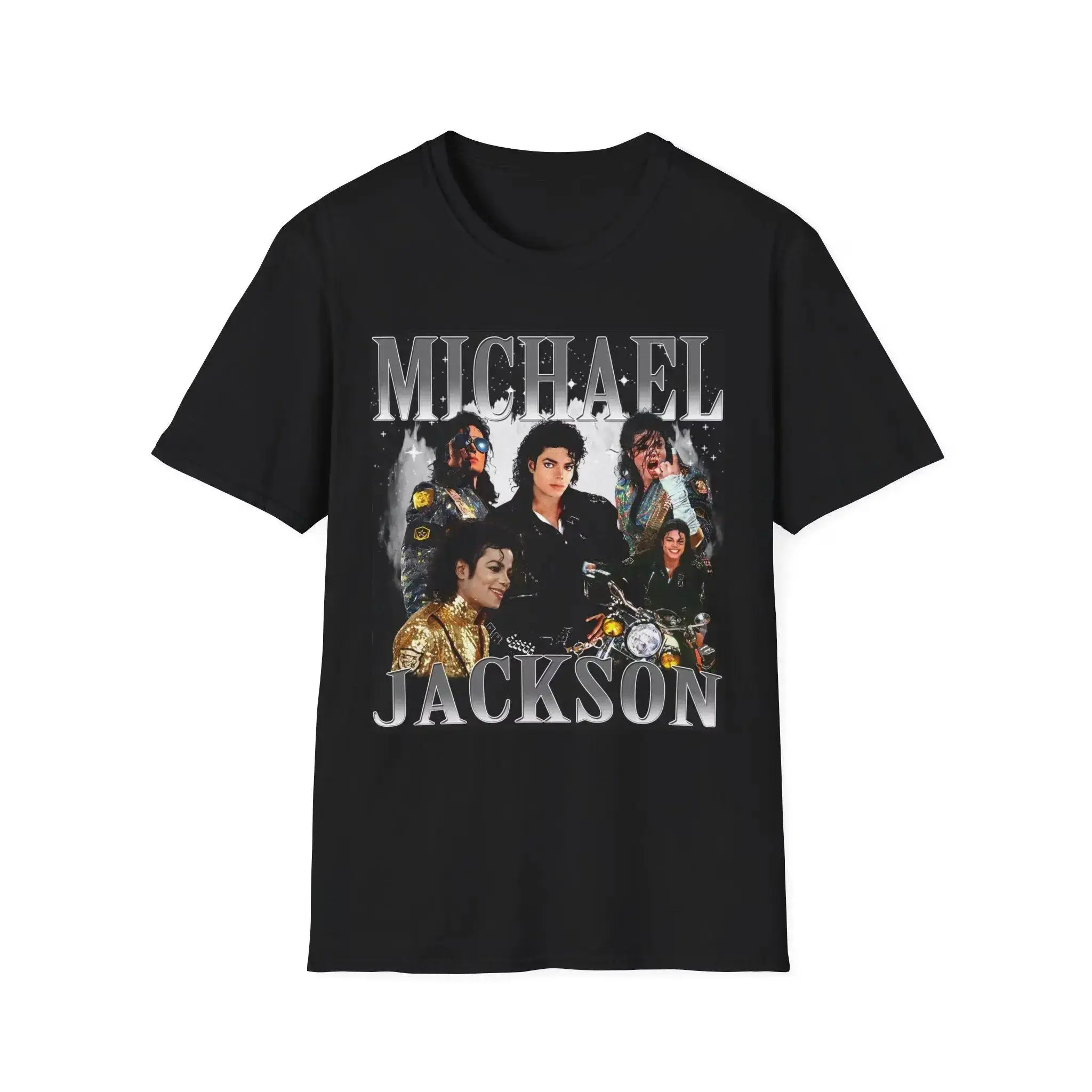 Men's Short-Sleeve Round Neck Graphic Print Top - Retro Pop Legend Collage Menswear, Vintage Stage Tribute Casual Streetwear Sports Top, Shortsleeve, Tshirt, Tops